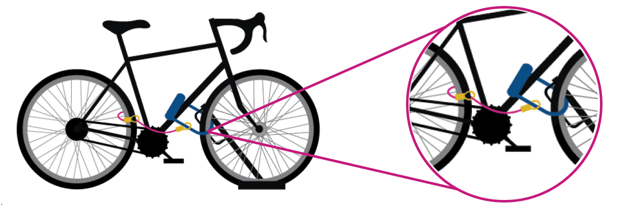High-security bicycle lock securing a bicycle